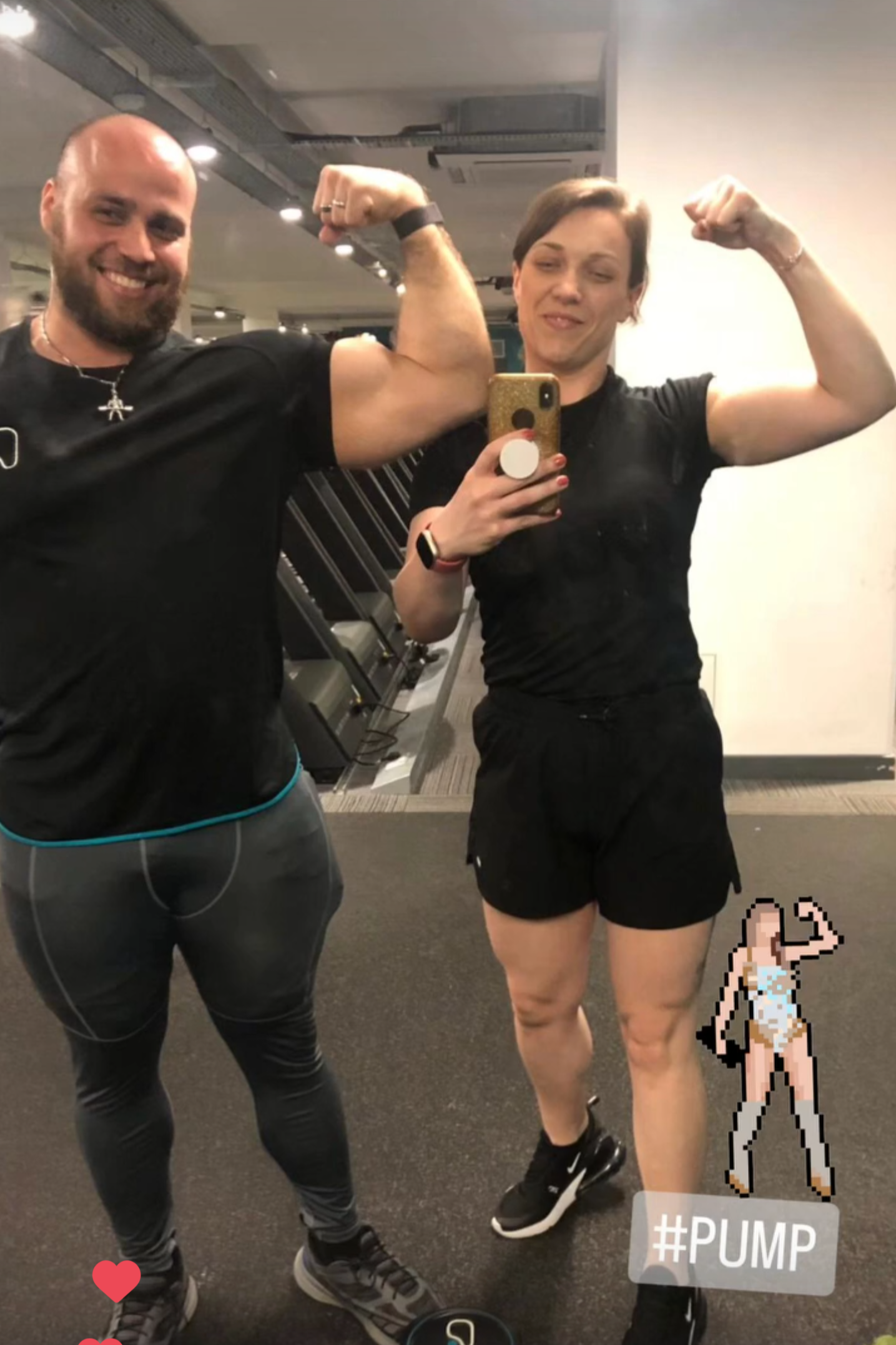 Andre flexing after a strength session at Pure Gym